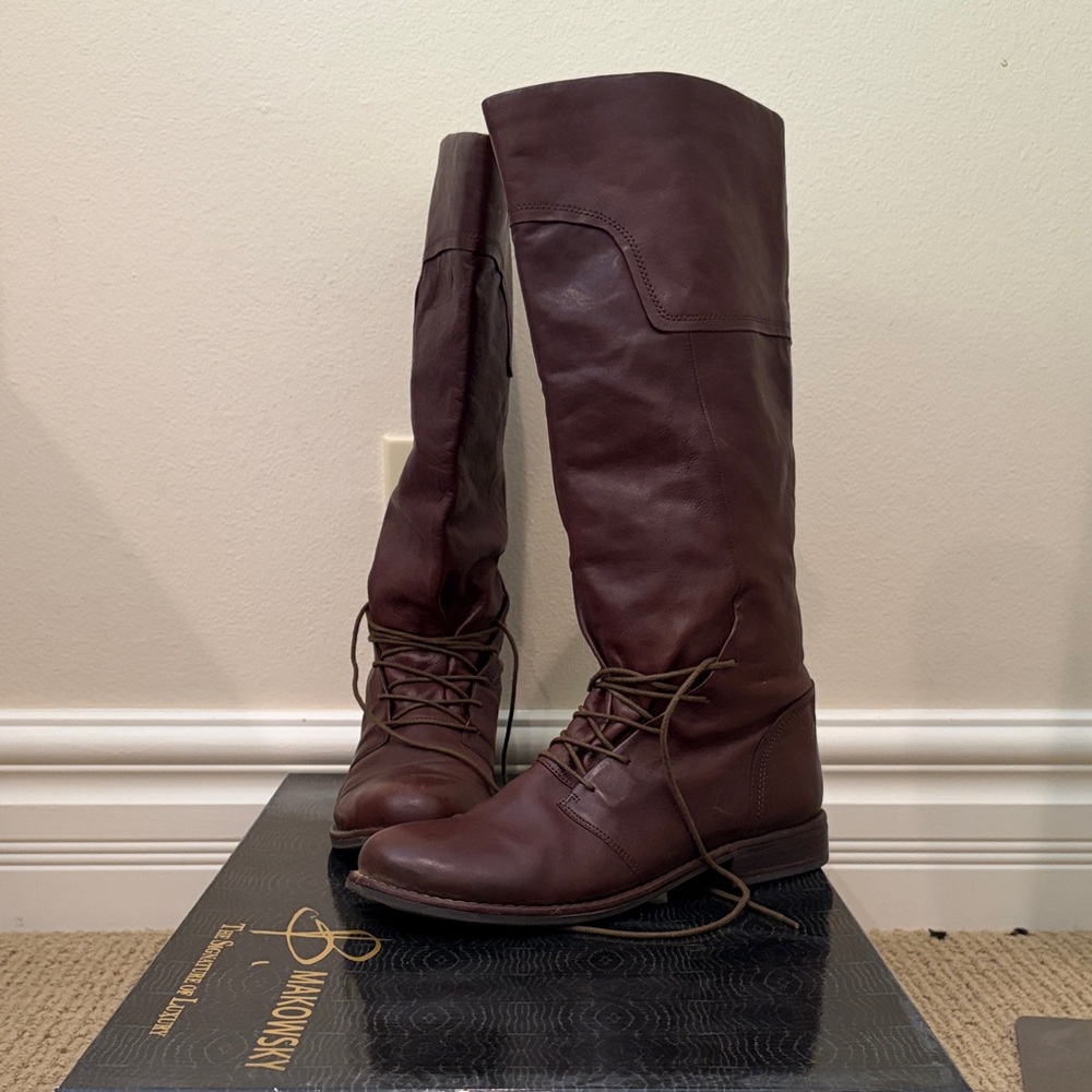 b. makowsky Dark Brown Over the Knee Boots